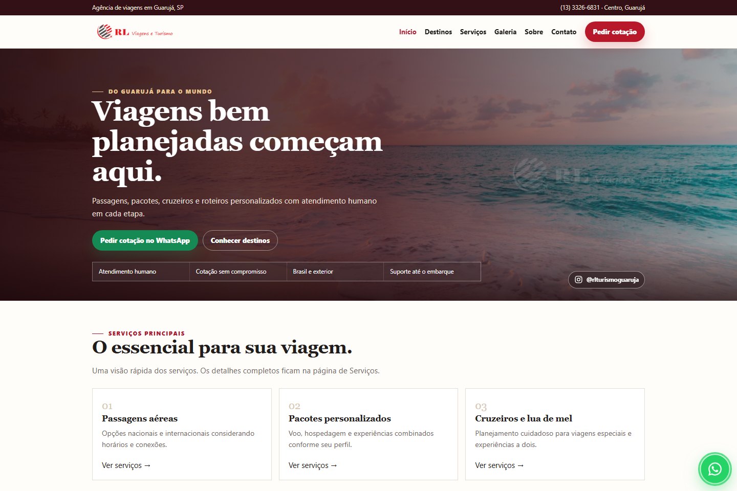 Site RL Viagens e Turismo